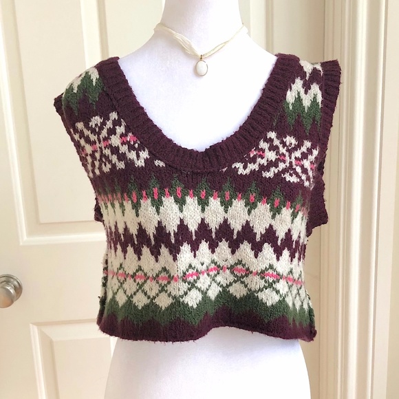 Free People Sweaters - Free People Cropped Fair Isle Sweater Vest (S)